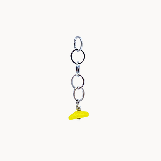 YELLOW FLOWER CHAIN CHARM - CIRCLE OF DOTS