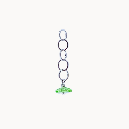 GREEN FLOWER CHAIN CHARM - CIRCLE OF DOTS