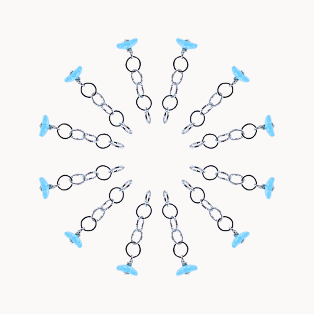 BLUE FLOWER CHAIN CHARM - CIRCLE OF DOTS