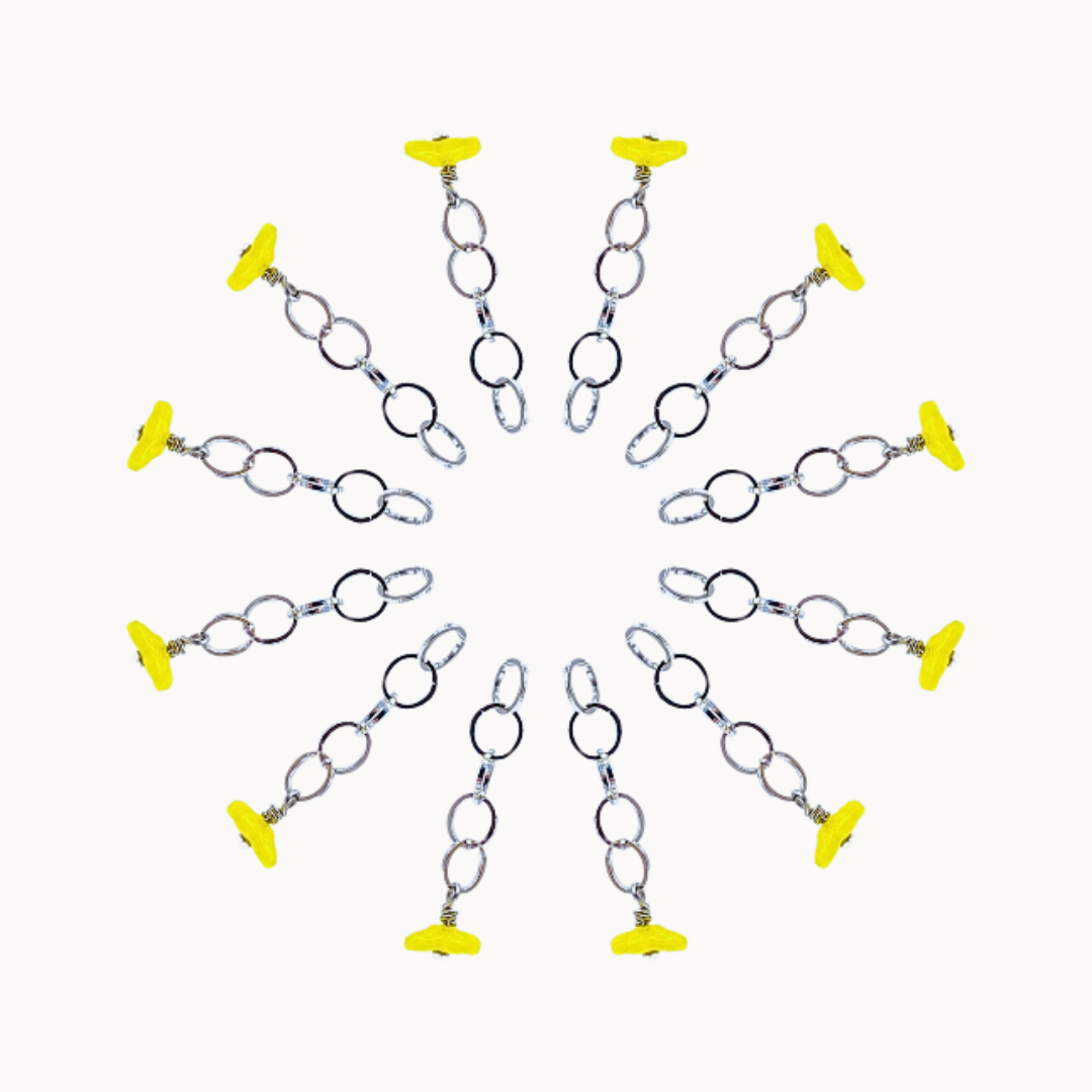 YELLOW FLOWER CHAIN CHARM - CIRCLE OF DOTS