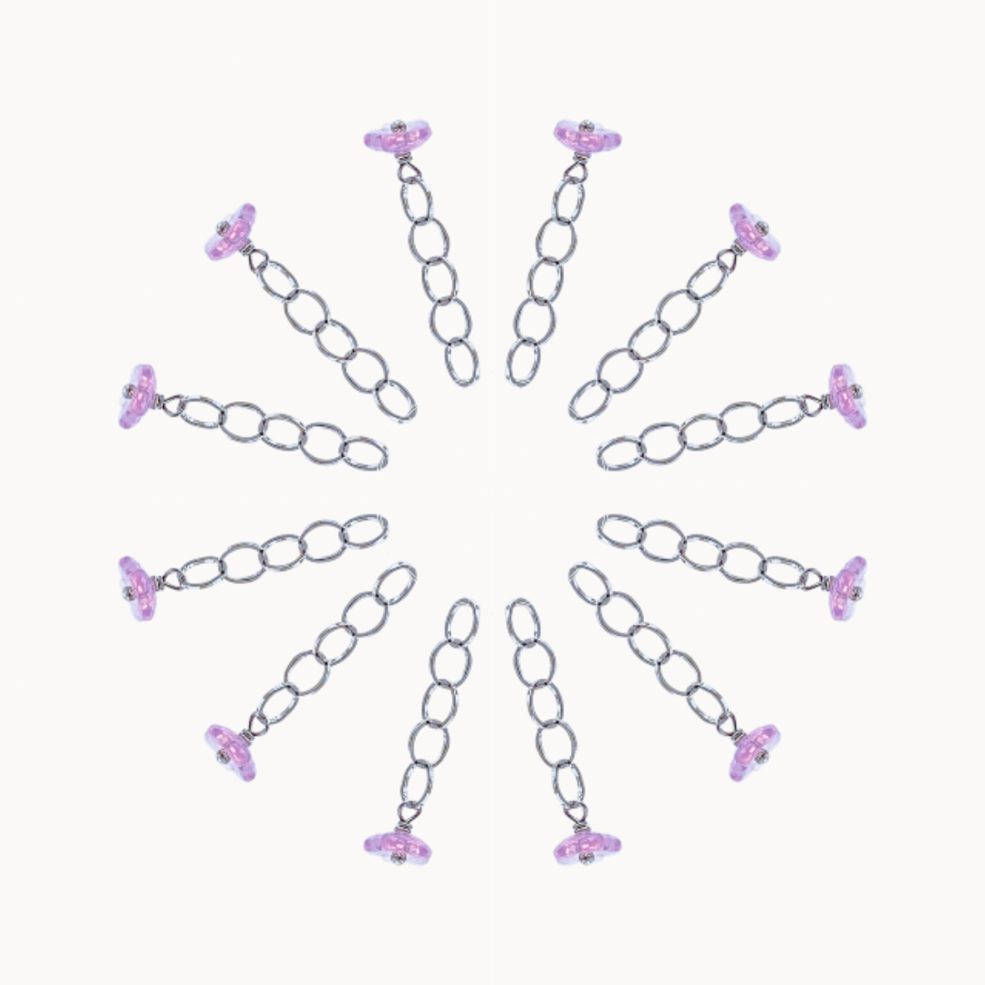 PINK FLOWER CHAIN CHARM - CIRCLE OF DOTS