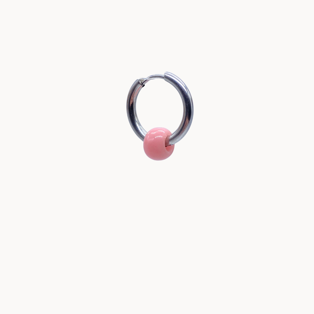 PINK HOLLOW BEAD - CIRCLE OF DOTS