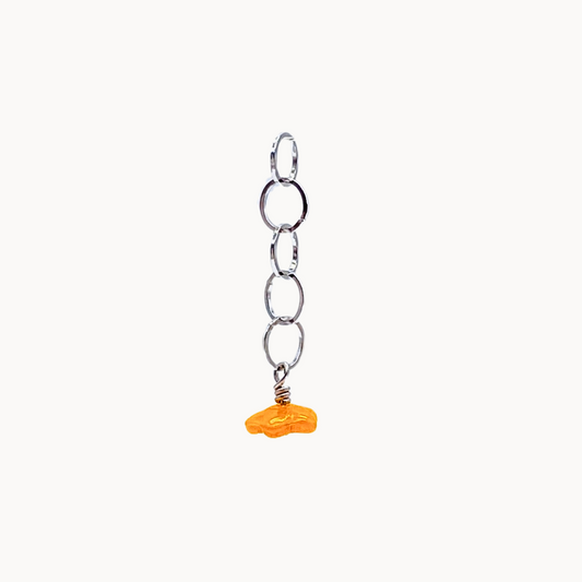 ORANGE FLOWER CHAIN CHARM - CIRCLE OF DOTS