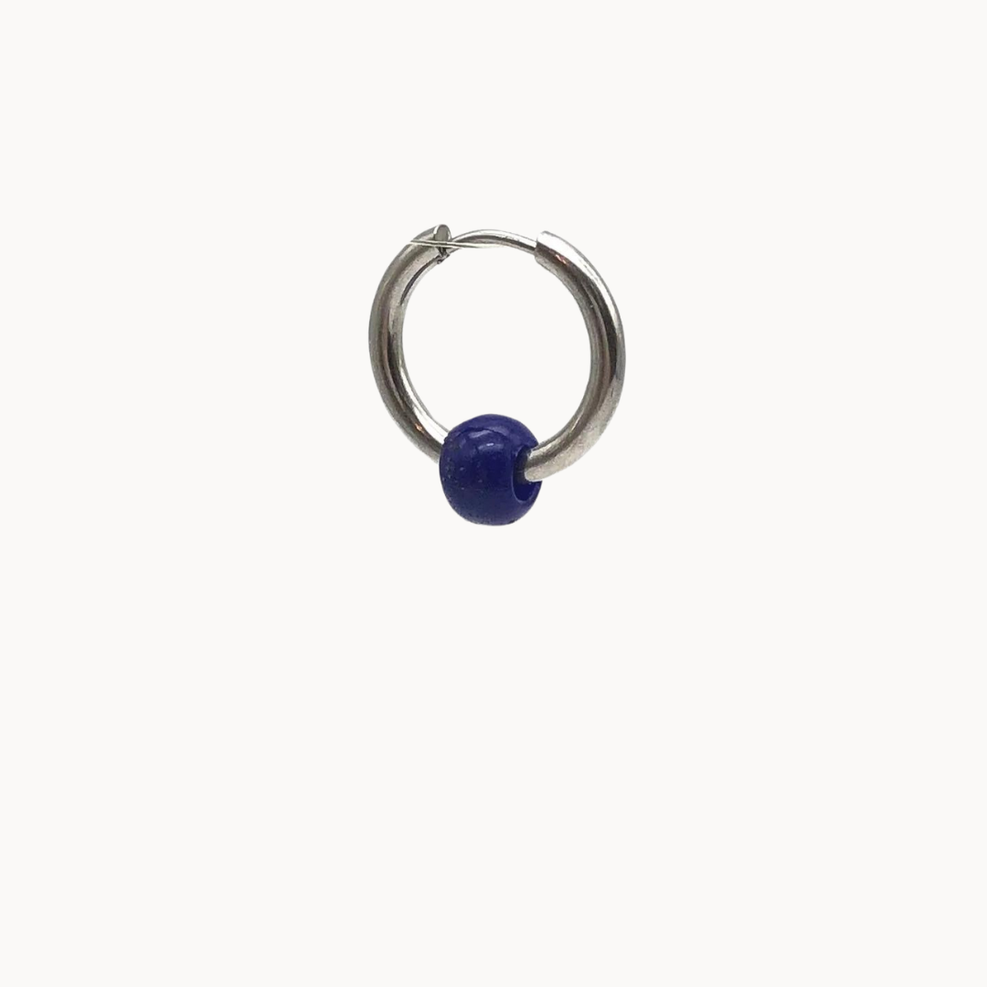 NAVY HOLLOW BEAD - CIRCLE OF DOTS