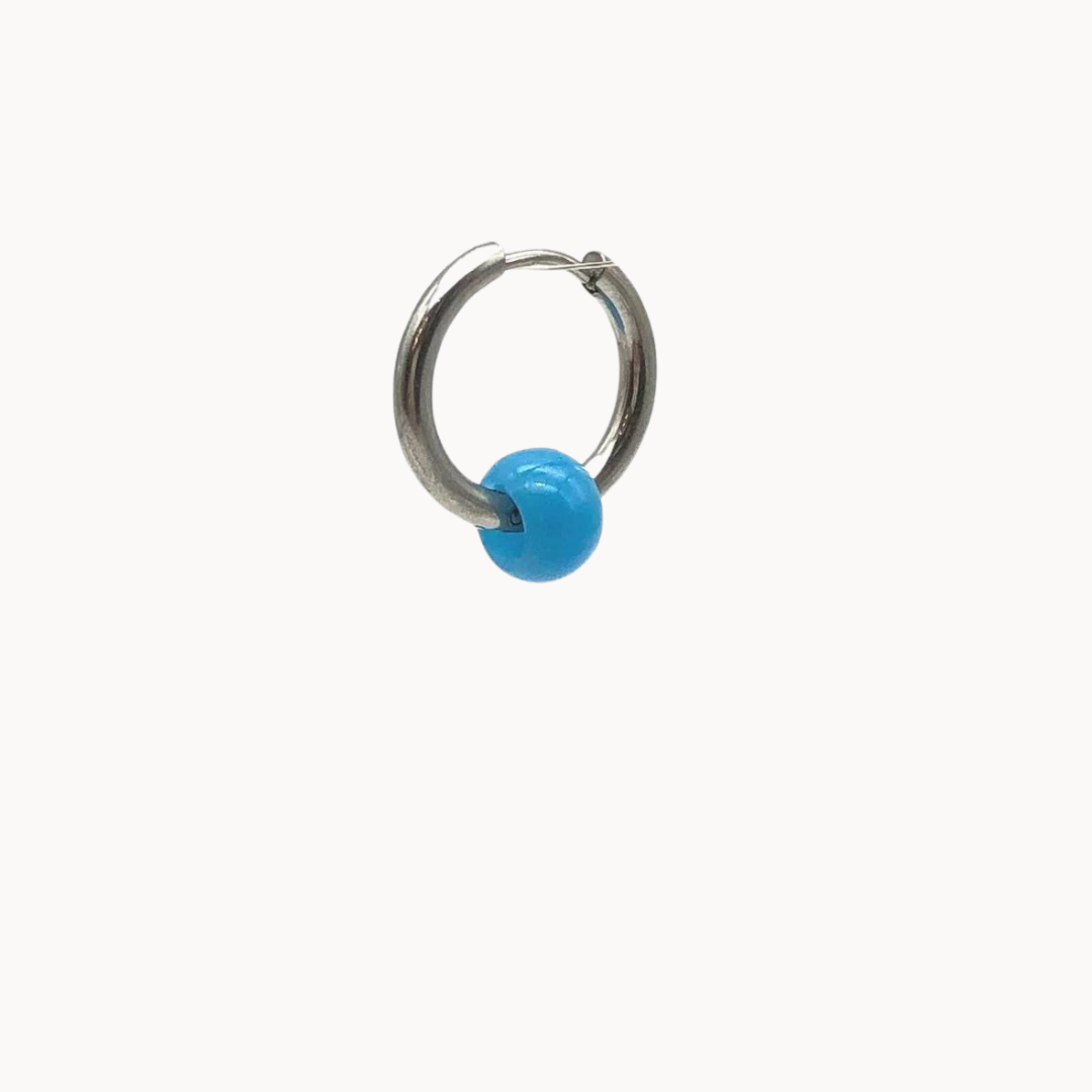 TURQUOISE HOLLOW BEAD - CIRCLE OF DOTS