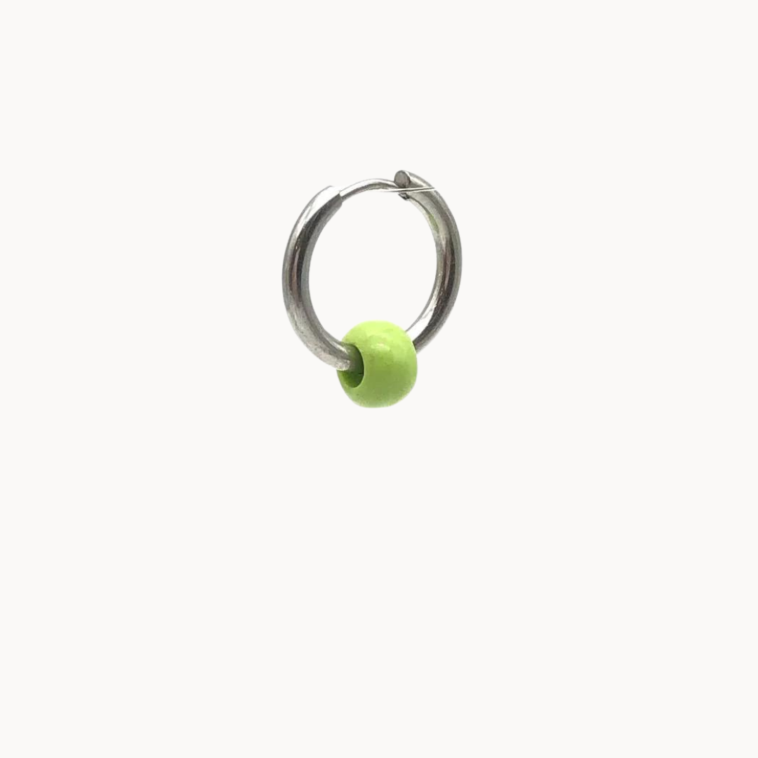 LIME HOLLOW BEAD - CIRCLE OF DOTS