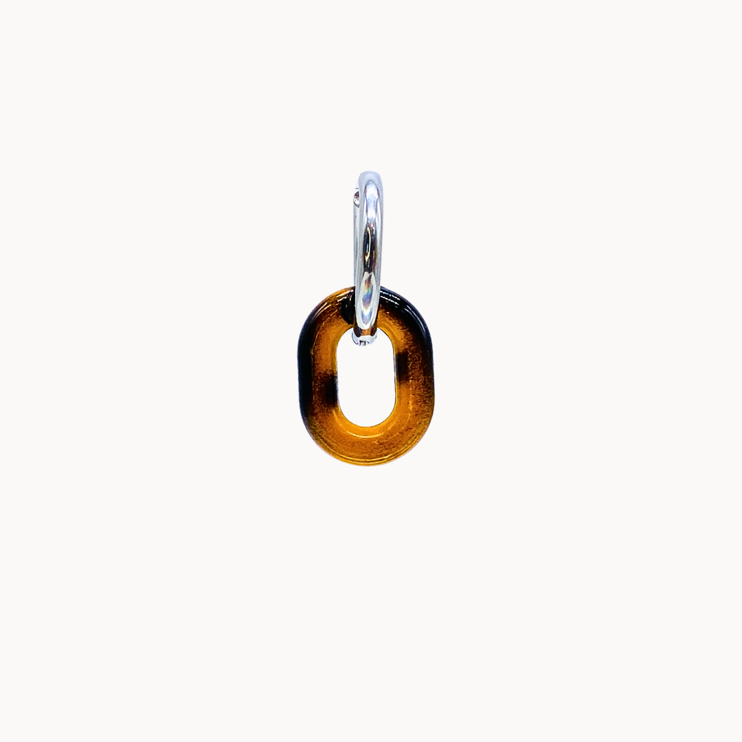 BROWN LINK CHARM - CIRCLE OF DOTS