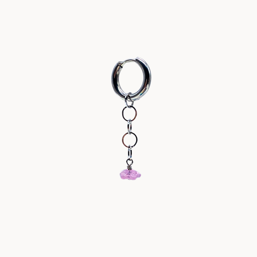 PINK FLOWER CHAIN CHARM - CIRCLE OF DOTS