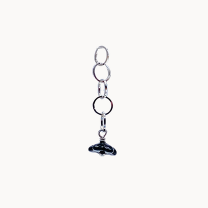 Black Flower Chain Charm