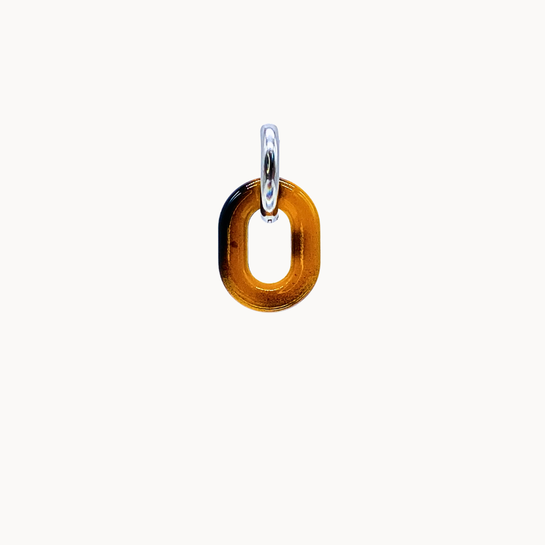 BROWN LINK CHARM - CIRCLE OF DOTS 